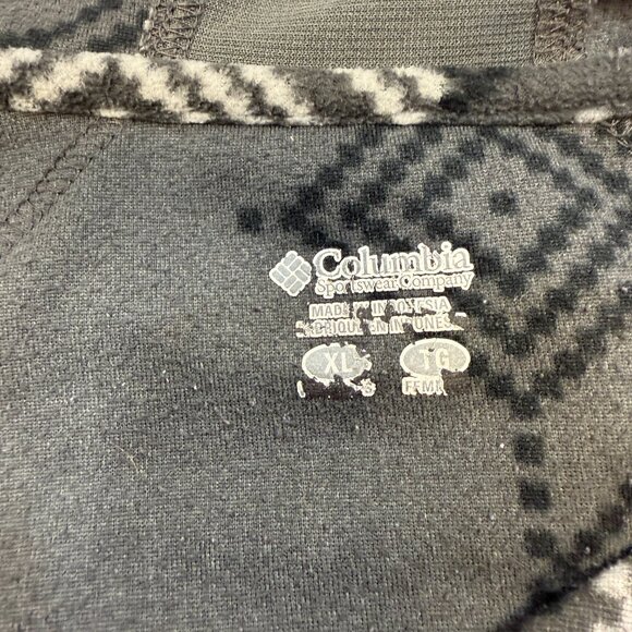 Columbia Fleece Hooded Pullover Women's XL Gray Geometric Print - Picture 4 of 6